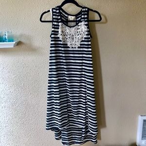 STYLE&CO: STRIPPED-CROCHE PATTERN HIGHLOW DRESS